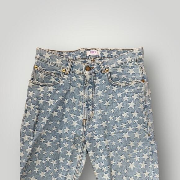 ERL Star Print Flare Jeans - Made in Italy - Size S -Venice Beach California L31 - Picture 3 of 12